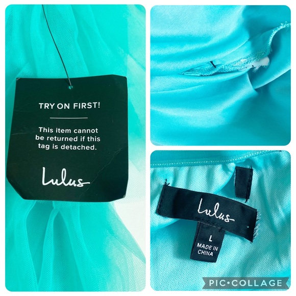 Lulus Teal Green Tulle Strapless MaxiDress Elegant Wedding Guest Party Ball Sz L - Picture 9 of 9